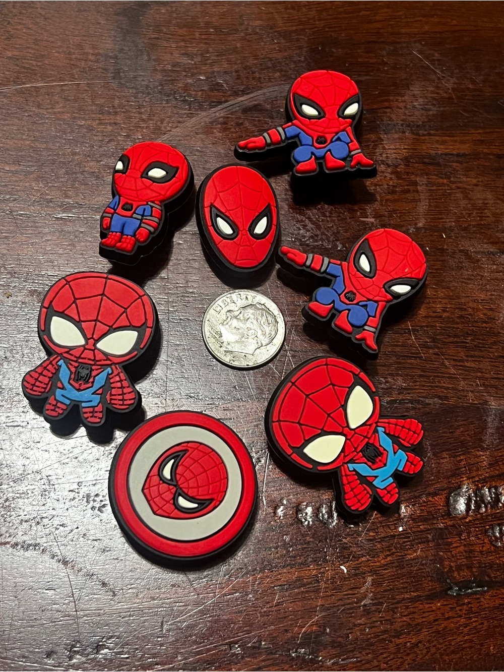 Marvel Spider-Man Red and Blue Shoe Charms Pack - 7 Pieces